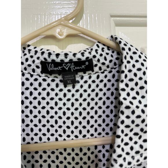 Velvet Heart Women's White Black Polka Dot Pattern Button Up Shirt Size XL - Picture 3 of 6